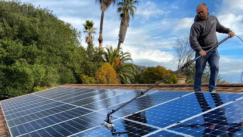 Residential solar panel cleaning Bay Area California rooftop